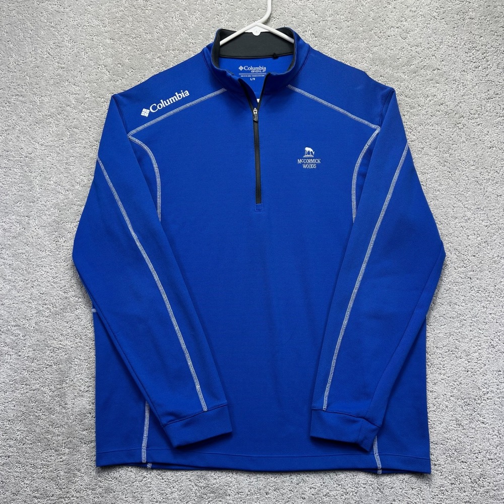 Columbia Sweater Mens L Blue McCormick Woods Quarter Zip Pullover Golf Sporty